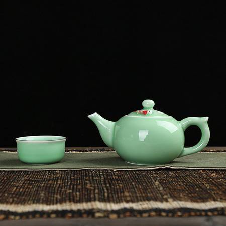 【郵樂贛州館】錦溢青瓷茶具7頭有魚套裝 一壺風(fēng)雅，杯中魚樂